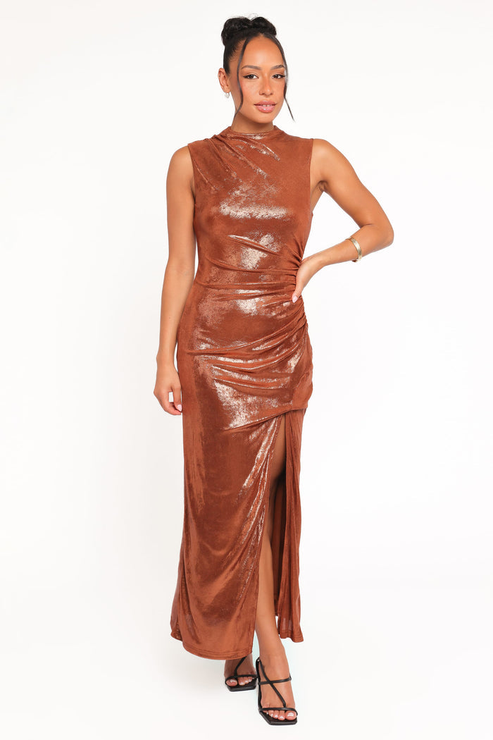 Petal and Pup USA DRESSES Emerie Sleeveless Metallic Maxi - Bronze