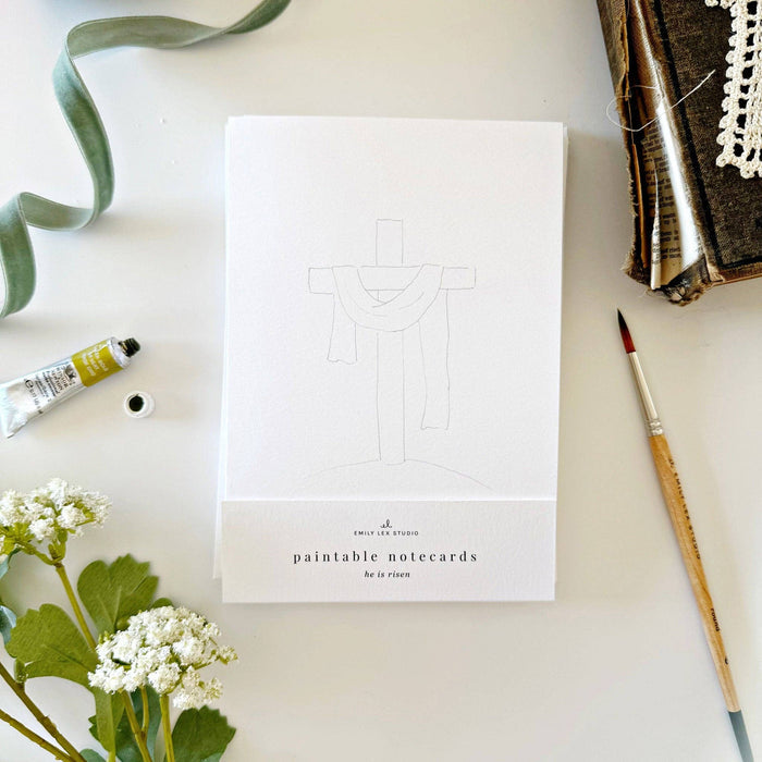 Emily Lex Studios: He Is Risen Paintable Notecards - Pine & Moss