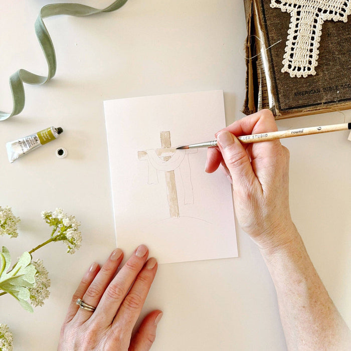 Emily Lex Studios: He Is Risen Paintable Notecards - Pine & Moss