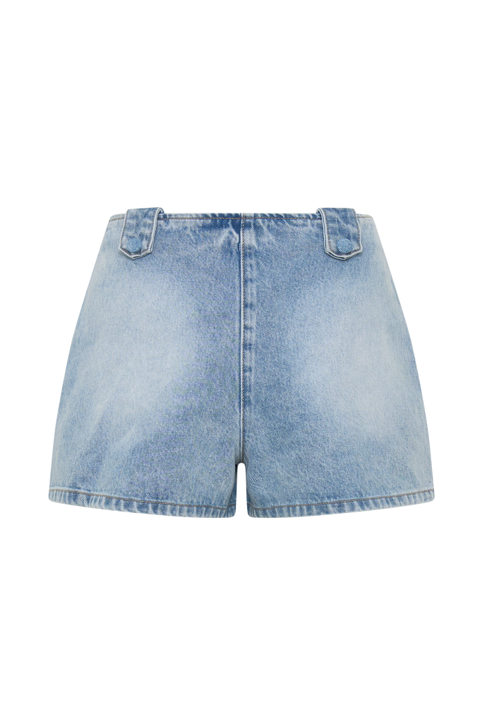 Erin Mid Rise Denim Shorts - Washed Light Blue