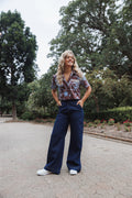 Petal and Pup USA BOTTOMS Evandra Straight Leg Denim Trouser Pant - Indigo