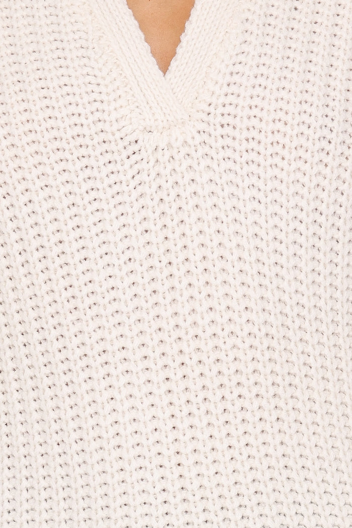 Petal and Pup USA KNITWEAR Fitzgerald Pointelle Polo Sweater - Cream