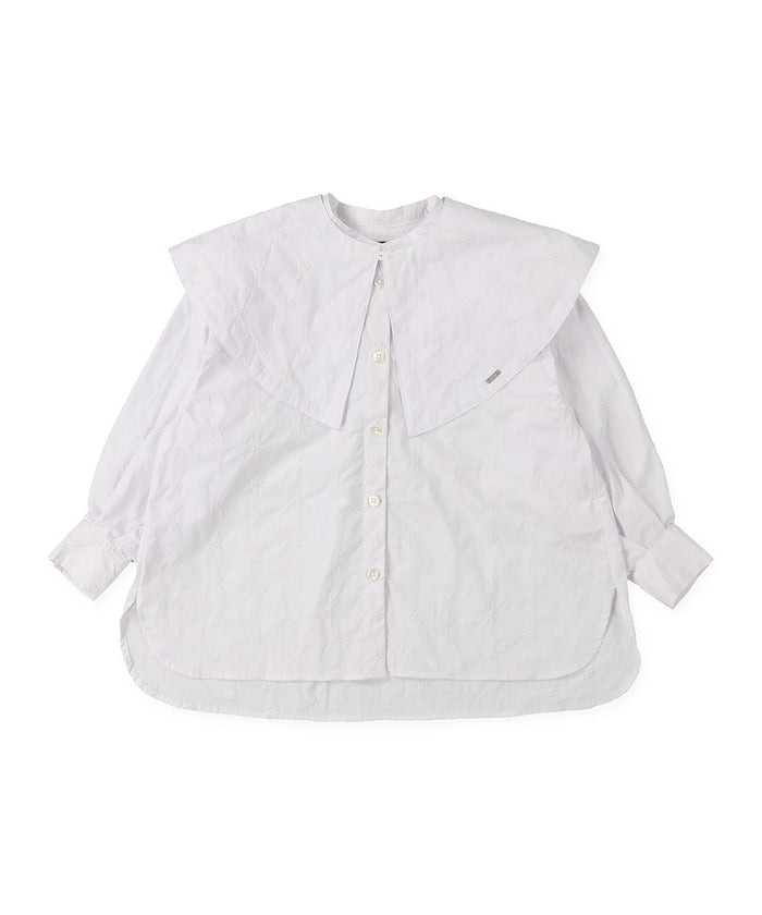 Floral Embroidery Collar Shirt