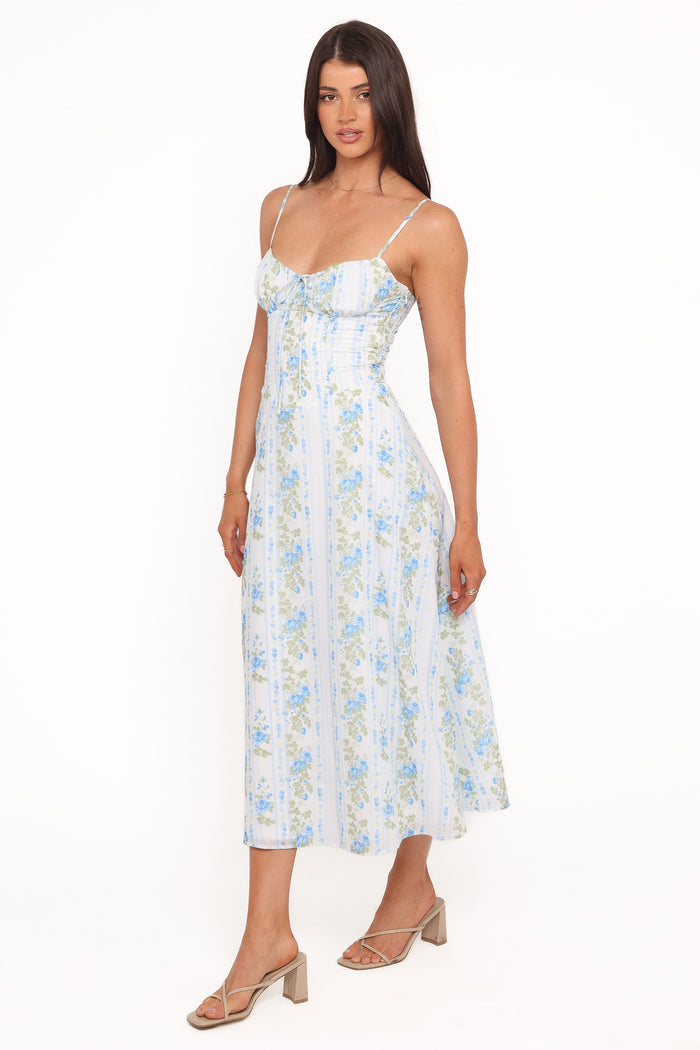 Petal and Pup USA DRESSES Florencia Midi Dress - Blue Floral
