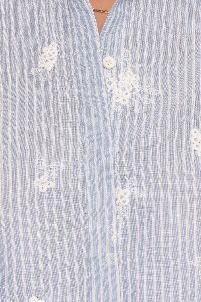 Petal and Pup USA TOPS Floriana Tie Sleeve Shirt - Blue Stripe