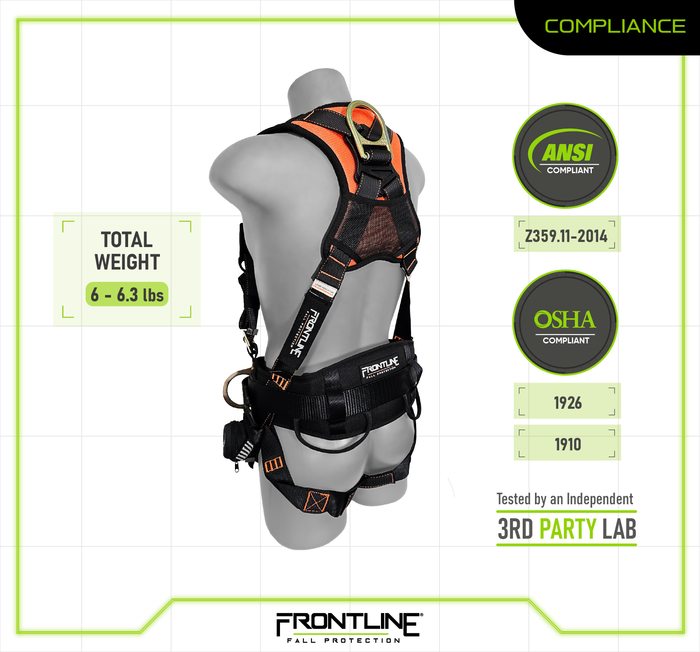 Frontline 100CTB Combat™ Construction Full Body Harness with Tongue Buckle Legs and Trauma Straps