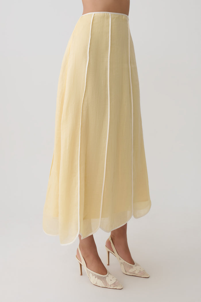 Georgia Panelled Midi Skirt - Butter
