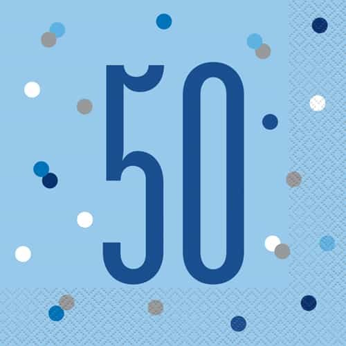 50 Blue & Silver Glitz Napkins