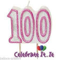 Glitzy Pink Birthday Candle - 100