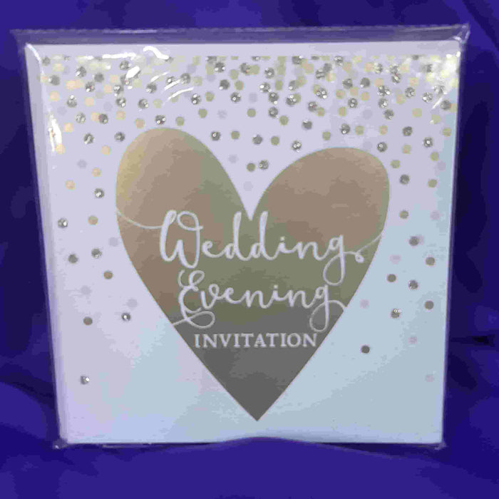 Golden Heart Wedding Evening Invitation