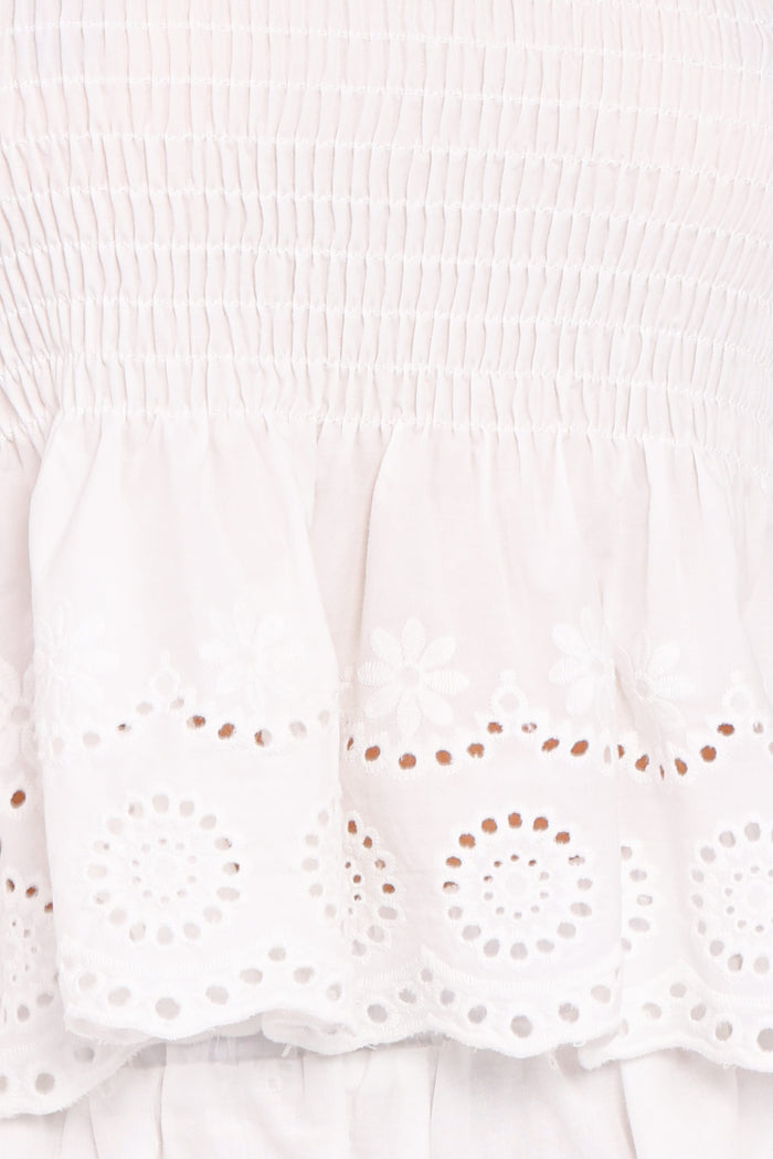 Petal and Pup USA TOPS Gretal Smocked Eyelet Top - White