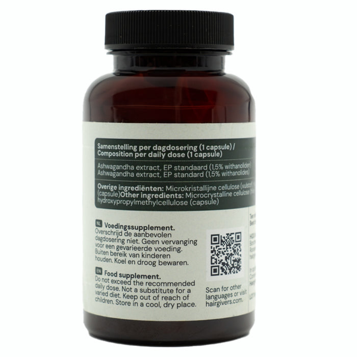 Hairgivers Ashwagandha supplement 500 mg | 120 capsules (vegan)