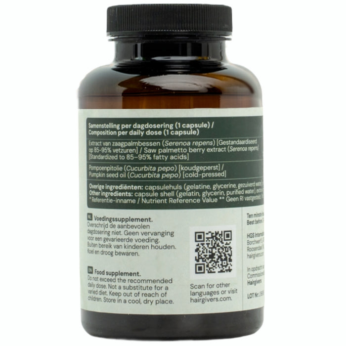 Hairgivers Saw palmetto supplement 320 mg | 90 capsules (Serenoa repens)