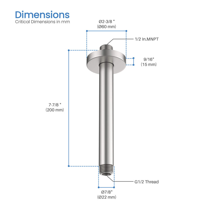 Halo 8" Ceiling Mounted Shower Arm - SA0800