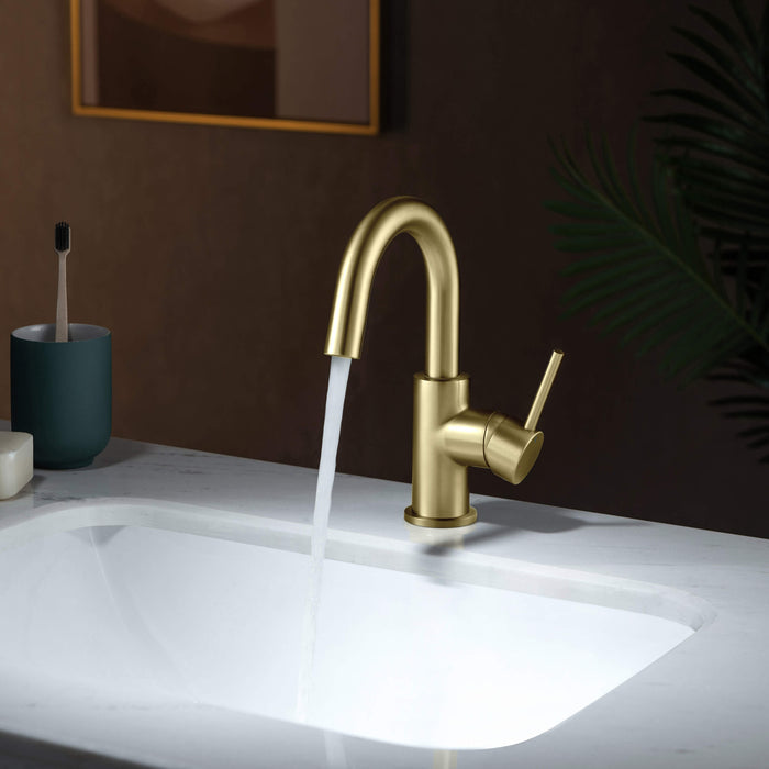 Halo High-Arc Single Handle Bathroom Vanity Sink Faucet with Pop Up Drain - CBF-1021