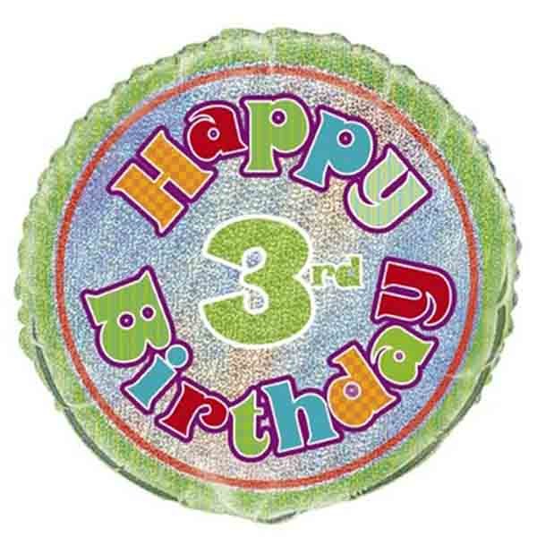 Happy 3rd Birthday Foil Balloon
