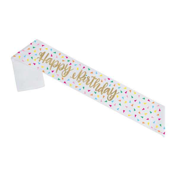 Happy Birthday Sash Gold Message
