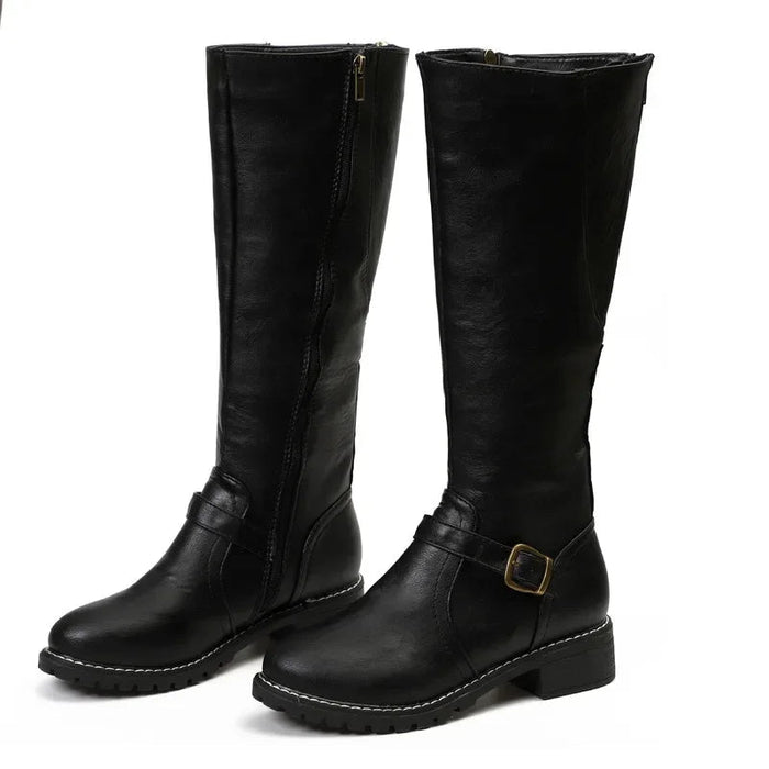 High-Top Biker Boots for Women – Edgy Style with Chunky Heel