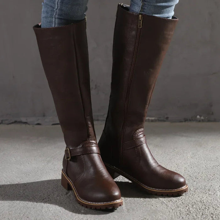 High-Top Biker Boots for Women – Edgy Style with Chunky Heel