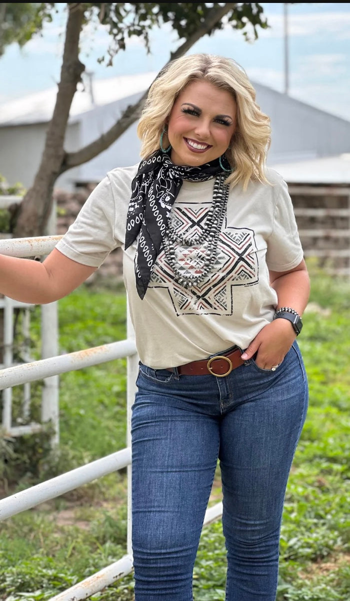 Jackie Aztec Tee V NECK