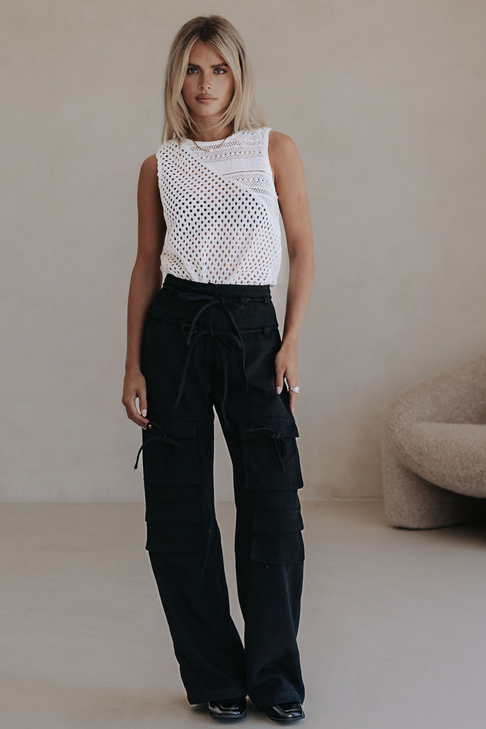 Black Tie Pocket Cargo Jaicee Pants
