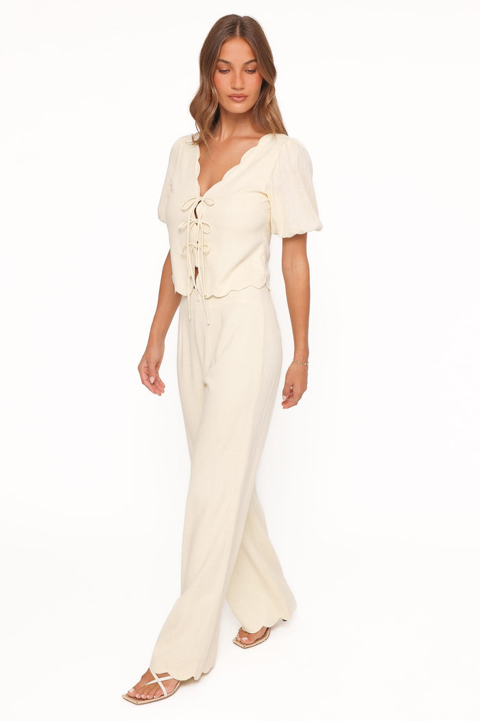 Petal and Pup USA BOTTOMS Jensen Scallop Hem Pant - Butter Yellow