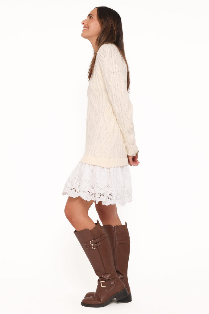 Petal and Pup USA DRESSES Jesper Knit Mini Dress - Ivory