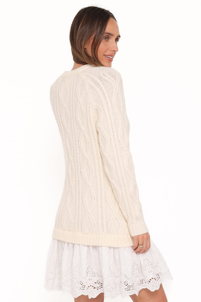 Petal and Pup USA DRESSES Jesper Knit Mini Dress - Ivory