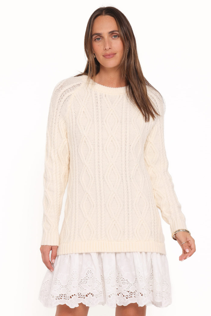 Petal and Pup USA DRESSES Jesper Knit Mini Dress - Ivory