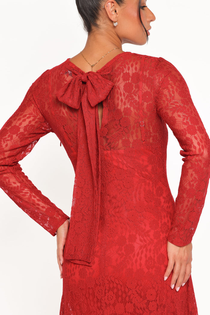 Petal and Pup USA DRESSES Keani Long Sleeve Maxi Dress - Red