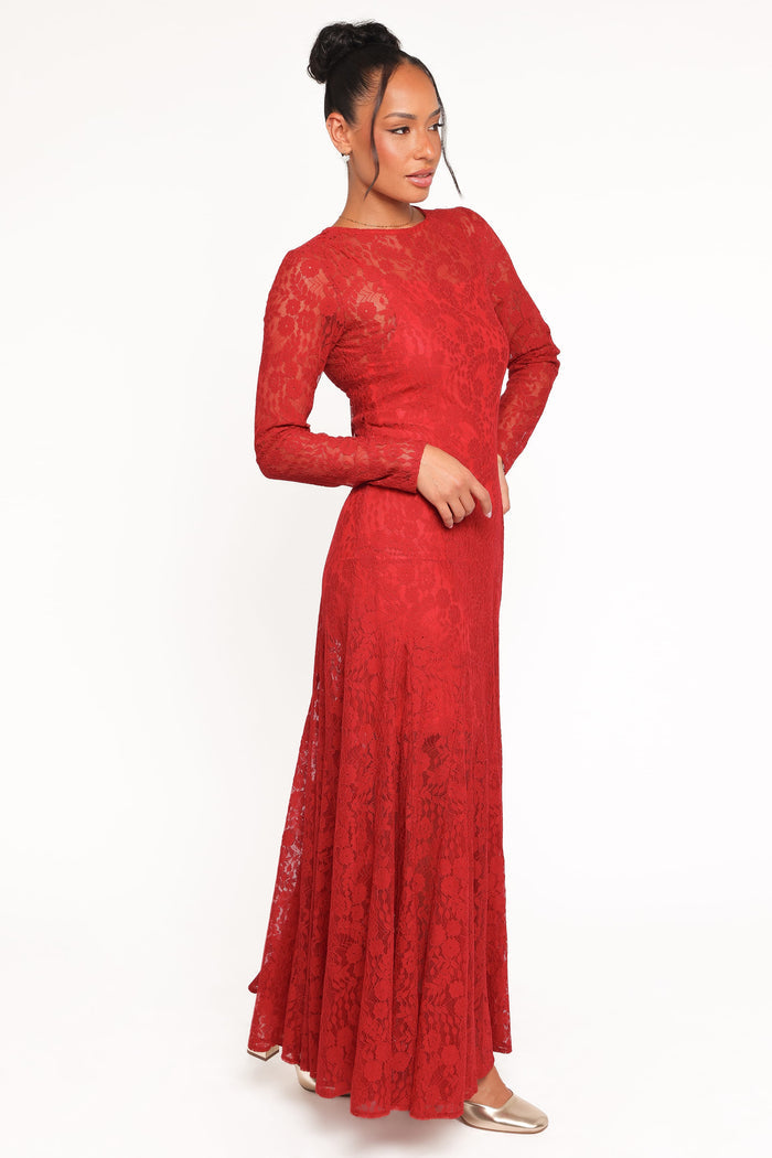 Petal and Pup USA DRESSES Keani Long Sleeve Maxi Dress - Red