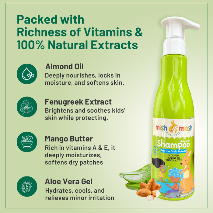 Natural kids shampoo for gentle and tear-free cleansing