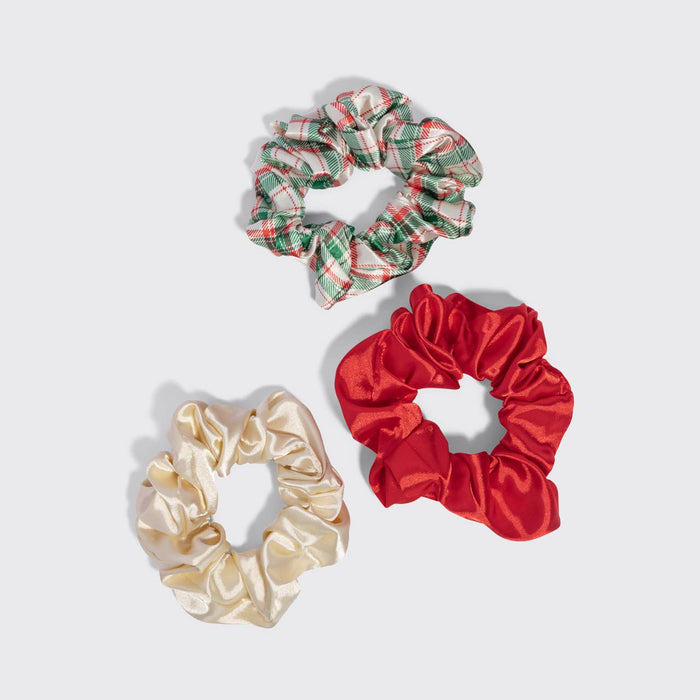 Kitsch Holiday Satin Scrunchies 3pc Set - Multi-color