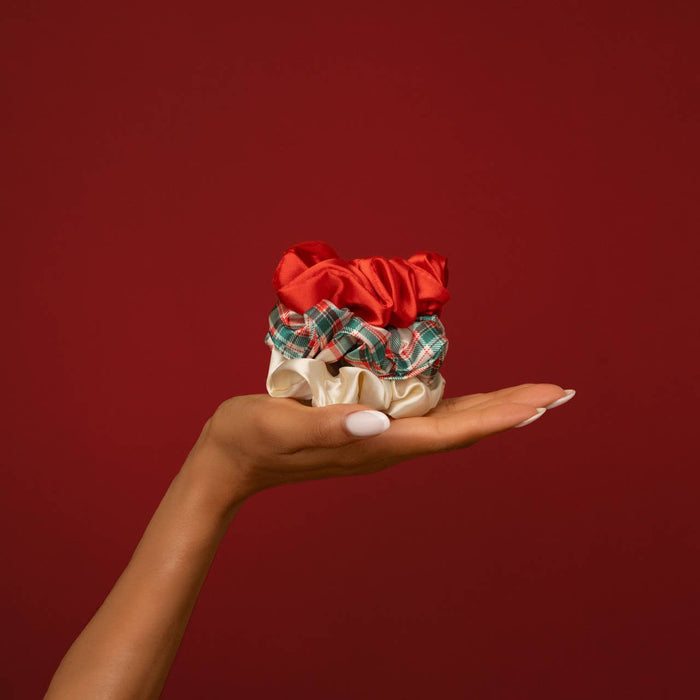 Kitsch Holiday Satin Scrunchies 3pc Set - Multi-color