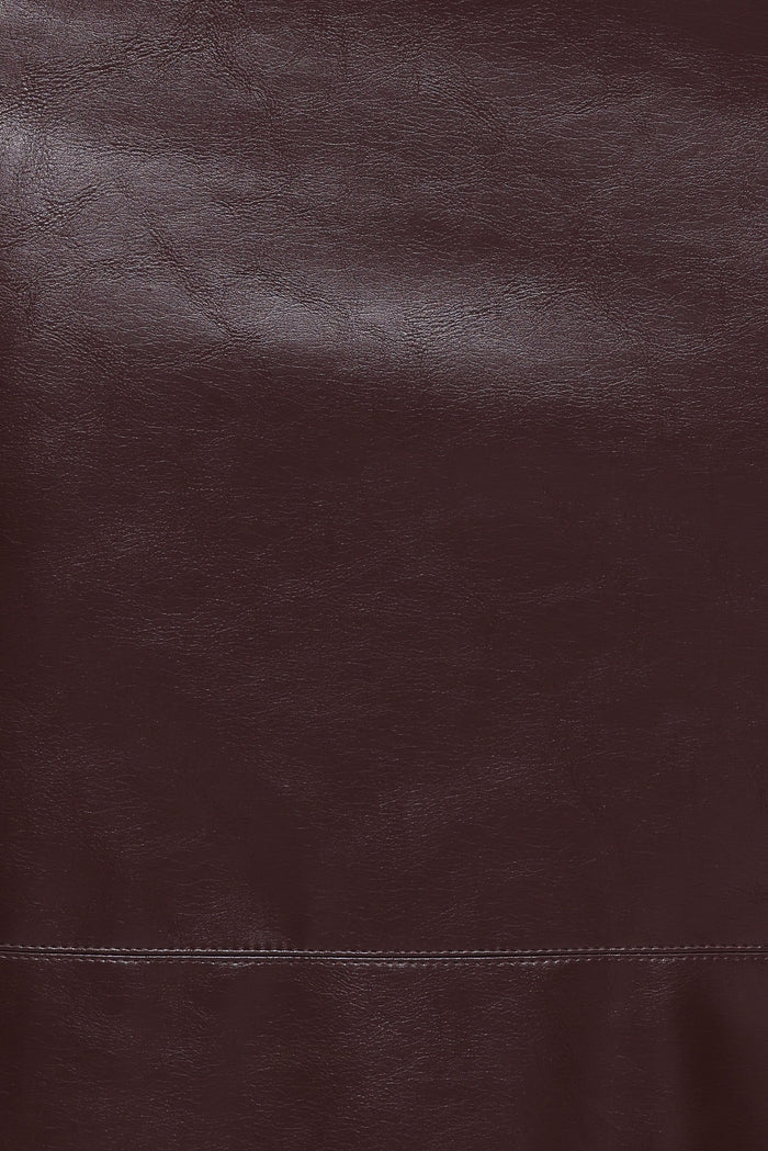 Petal and Pup USA BOTTOMS Koda Faux Leather Column Skirt - Burgundy