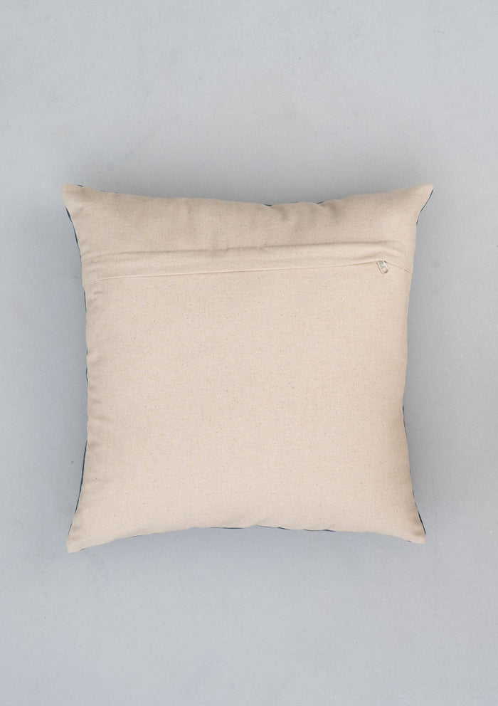 Kohinoor Sequined ethnic cotton cushion cover for sofa - Indigo