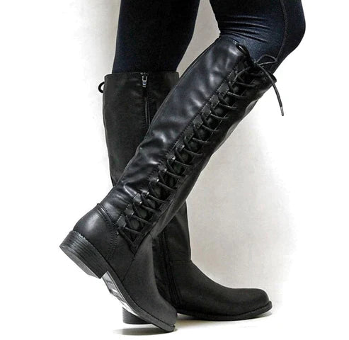 Lace-Up Knee-High Boots for Women – Stylish & Versatile