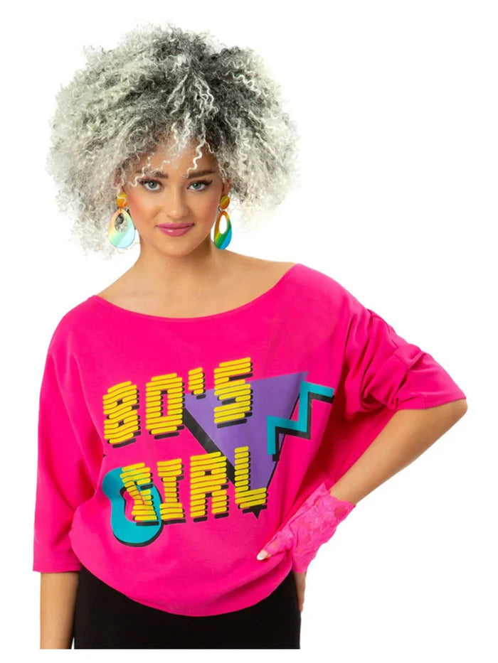 Ladies 1980's Printed Bat Wing T-Shirt