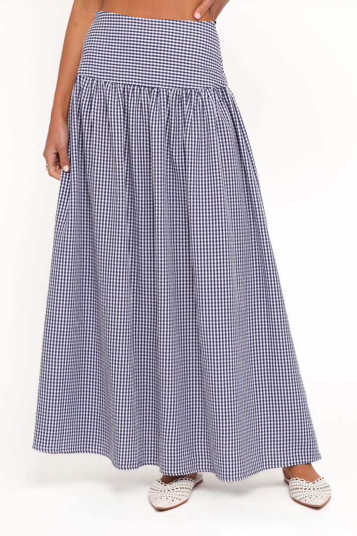 Petal and Pup USA BOTTOMS Laurita Maxi Skirt - Navy Gingham