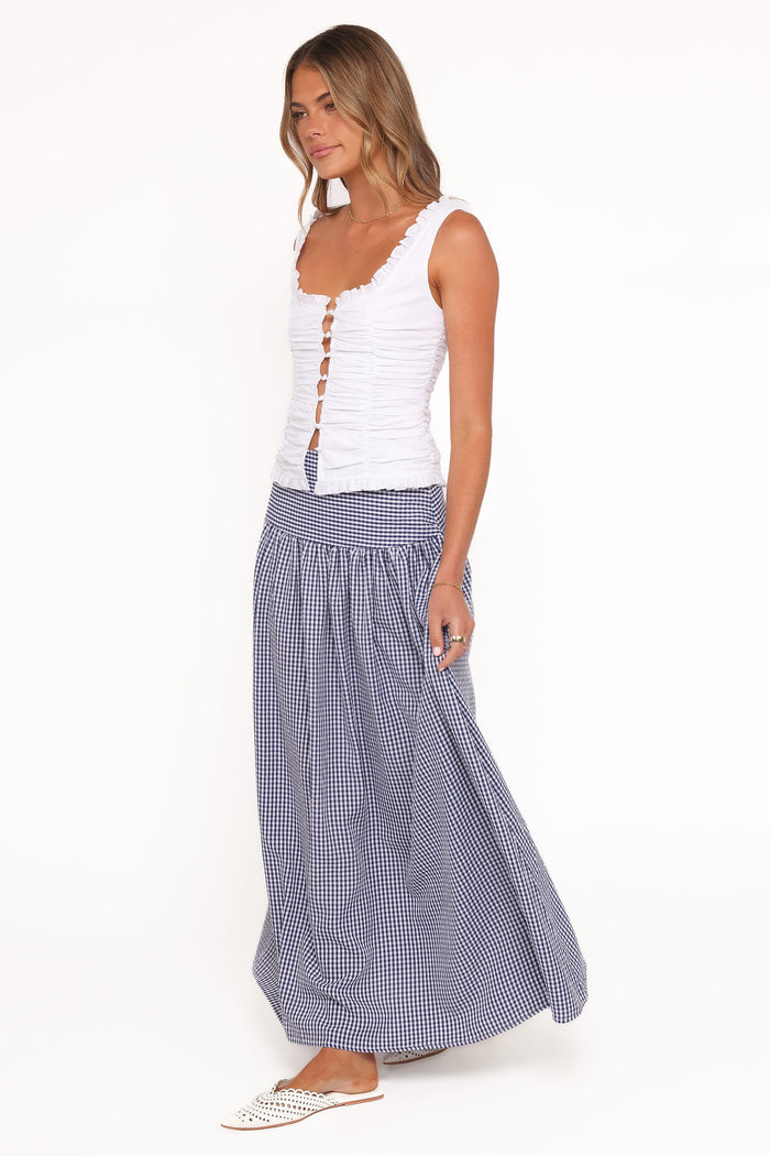 Petal and Pup USA BOTTOMS Laurita Maxi Skirt - Navy Gingham