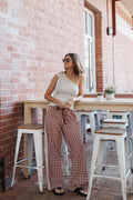 BOTTOMS Lawson Track Pants - Burgundy Gingham