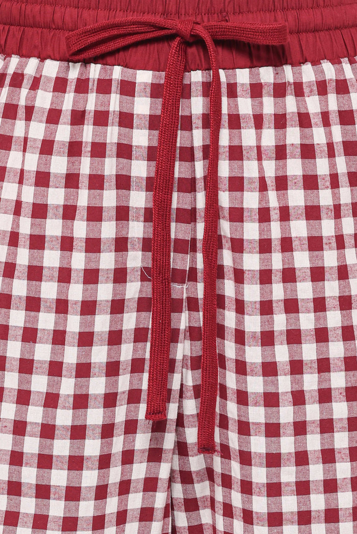 Petal and Pup USA BOTTOMS Lawson Track Pants - Burgundy Gingham