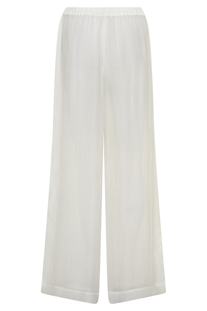 Leilani Sheer Drawstring Wide Leg Pants - Ivory