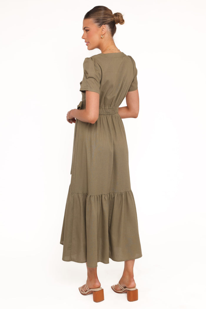 Petal and Pup USA DRESSES Leontine Midi Dress - Olive