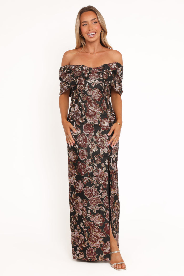 Petal and Pup USA DRESSES Lilia Maxi Dress - Black Floral