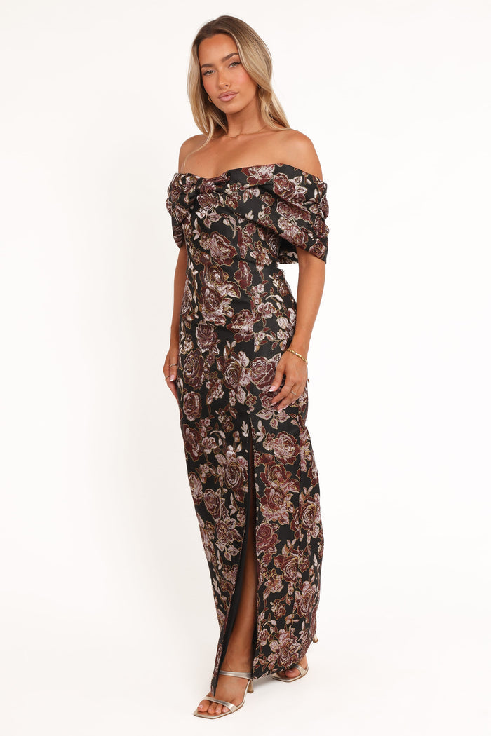 Petal and Pup USA DRESSES Lilia Maxi Dress - Black Floral