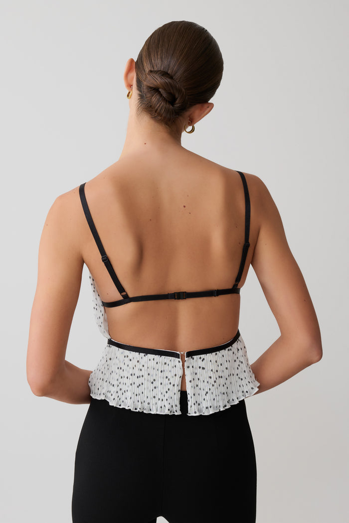 Lilou Pleated Sleeveless Top - Polka Dot