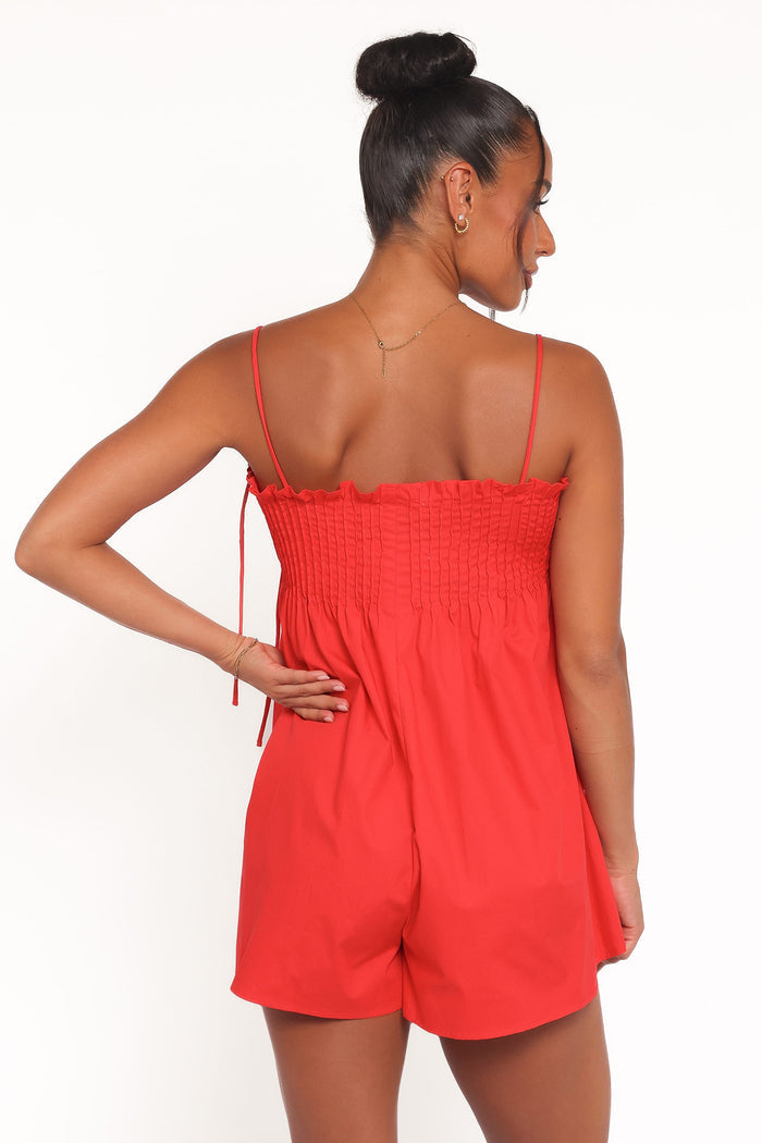 Petal and Pup USA PLAYSUITS Liora Pleated Romper - Red