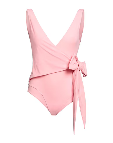 LISA MARIE FERNANDEZ Pink Wrap-Tie Side The Dree Louise Crepe V-Neck Swimsuit - House Of Huntington