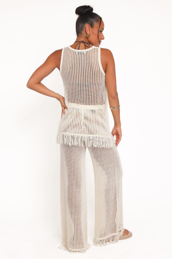 Petal and Pup USA BOTTOMS Lorna Knitted Pant - Off White